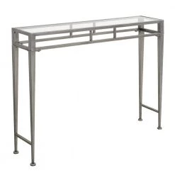 Gold Coast Julia 42 in. antique Silver Standard Rectangular Glass Top Hall Console Table with Metal Frame by Convenience Concepts