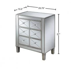 Gold Coast BettyB 23.75 in. W x 27 in. H Antique Silver Rectangular Glass End Table with Drawers by Convenience Concepts -Cheap Convenience Concepts Store antique silver convenience concepts end side tables u12 248 40 1000