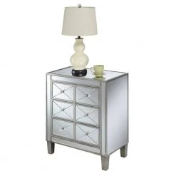 Gold Coast BettyB 23.75 in. W x 27 in. H Antique Silver Rectangular Glass End Table with Drawers by Convenience Concepts -Cheap Convenience Concepts Store antique silver convenience concepts end side tables u12 248 e1 1000