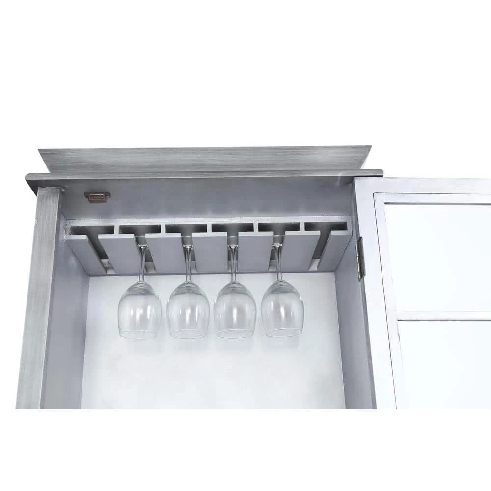 Gold Coast Antique Silver/Mirror Wine Storage Serving Bar with Cabinet and Lock by Convenience Concepts 8 Gold Coast Antique Silver/Mirror Wine Storage Serving Bar with Cabinet and Lock by Convenience Concepts - Image 7