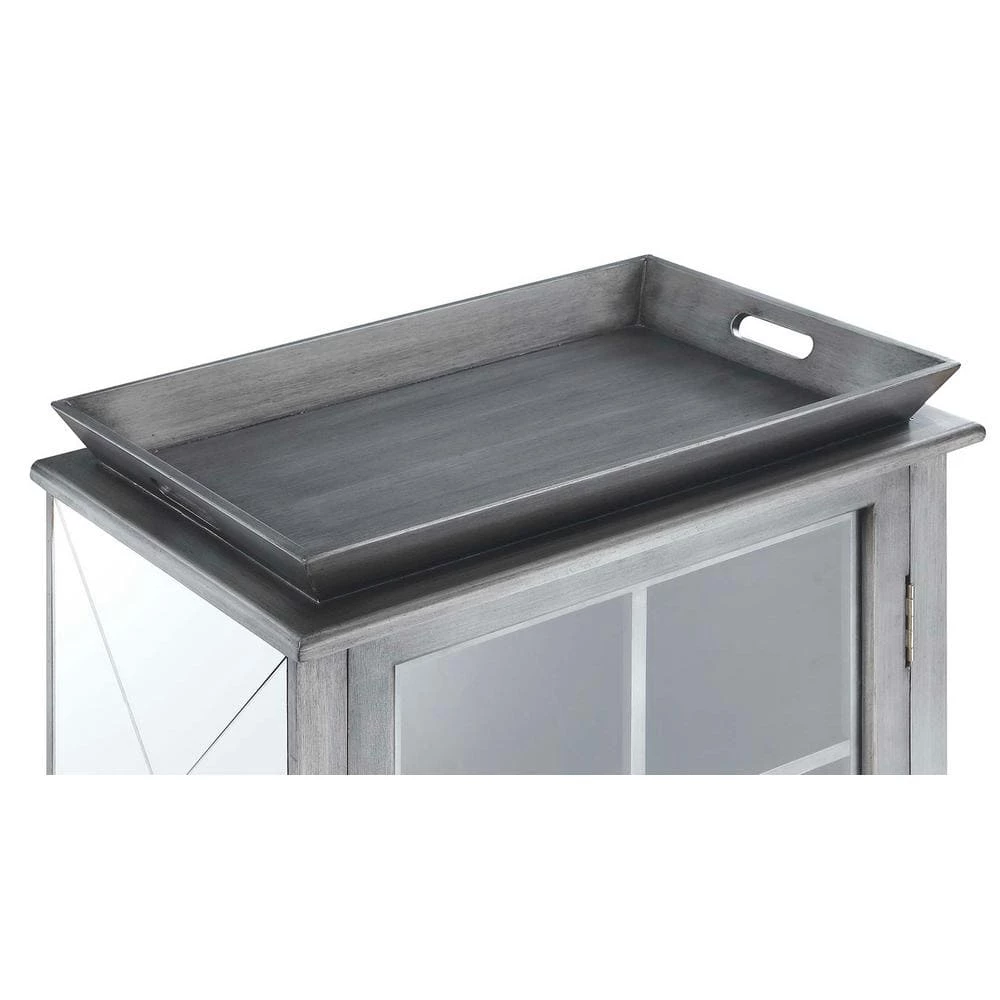 Gold Coast Antique Silver/Mirror Wine Storage Serving Bar with Cabinet and Lock by Convenience Concepts 4 Gold Coast Antique Silver/Mirror Wine Storage Serving Bar with Cabinet and Lock by Convenience Concepts - Image 3