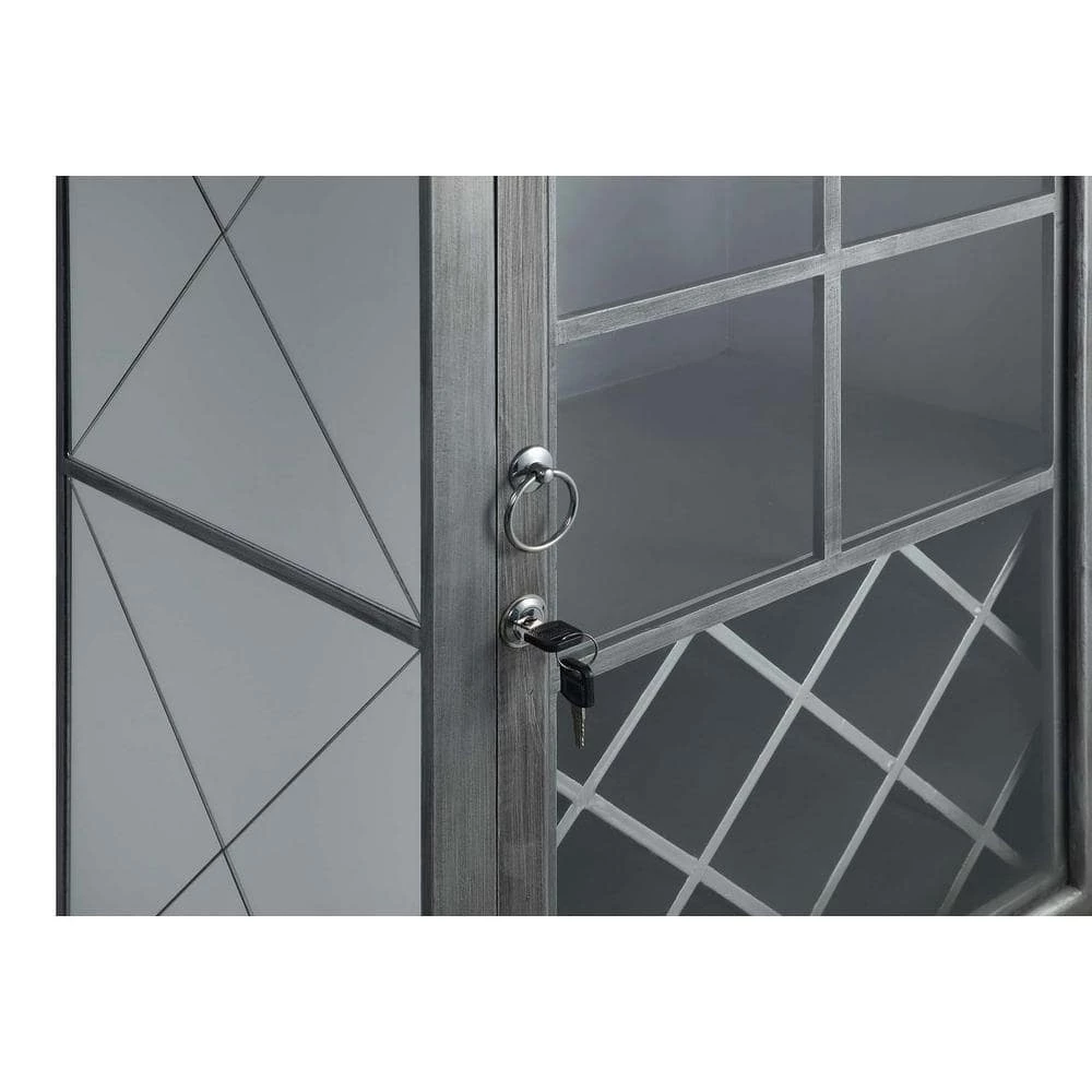 Gold Coast Antique Silver/Mirror Wine Storage Serving Bar with Cabinet and Lock by Convenience Concepts 6 Gold Coast Antique Silver/Mirror Wine Storage Serving Bar with Cabinet and Lock by Convenience Concepts - Image 5