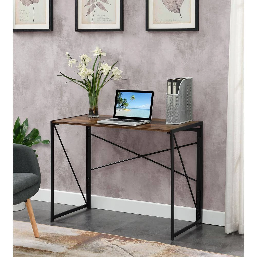 Xtra 39.5 in. Rectangle Barndoor and Black Particle Board Writing Desk with Folding Frame by Convenience Concepts 9 Xtra 39.5 in. Rectangle Barndoor and Black Particle Board Writing Desk with Folding Frame by Convenience Concepts - Image 7