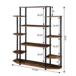 52.5 in. Barnwood and Black Metal 10-Shelf Etagere Bookcase with Open Back by Convenience Concepts -Cheap Convenience Concepts Store barnwood black convenience concepts bookcases bookshelves r4 0605 4f 1000