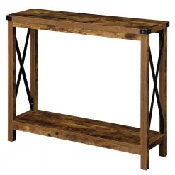 Durango 39.25 in(L). Barnwood & Black 31.75 in(H) Rectangular Particle Board Console Table with Shelf by Convenience Concepts
