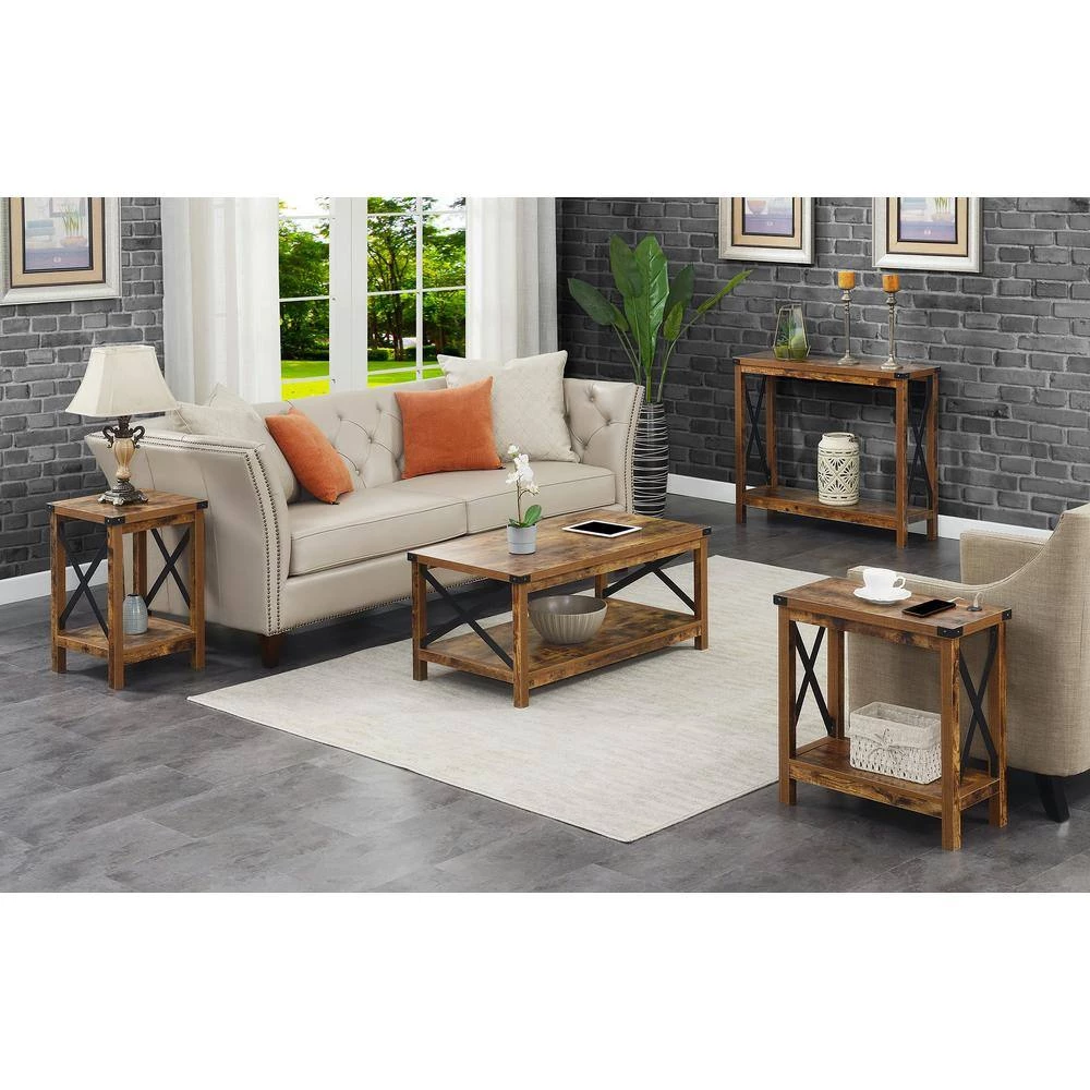 Durango 39.25 in(L). Barnwood & Black 31.75 in(H) Rectangular Particle Board Console Table with Shelf by Convenience Concepts 6 Durango 39.25 in(L). Barnwood & Black 31.75 in(H) Rectangular Particle Board Console Table with Shelf by Convenience Concepts - Image 4