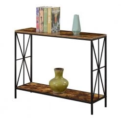 Tuscon Starburst 39 in. Barnwood/Black Rectangle Wood Veneer Console Table with Shelf by Convenience Concepts -Cheap Convenience Concepts Store barnwood black convenience concepts console tables s25 140 c3 1000
