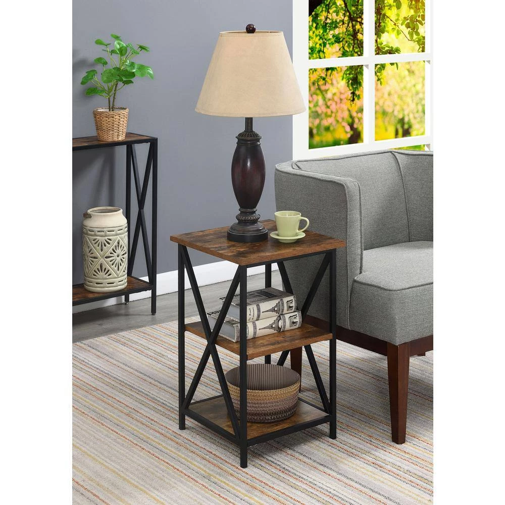 Tucson 24.25 in. Barnwood and Black Tall 3-Tier End Table by Convenience Concepts 10 Tucson 24.25 in. Barnwood and Black Tall 3-Tier End Table by Convenience Concepts - Image 8