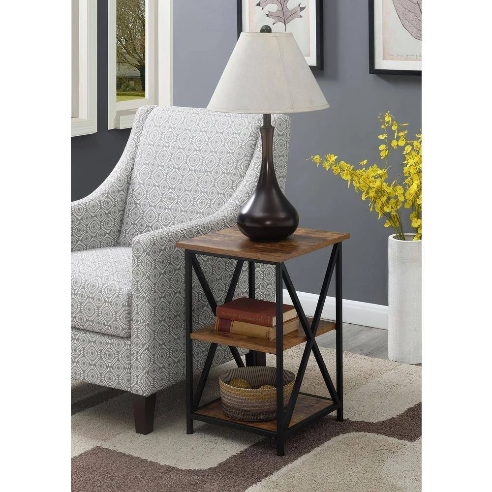 Tucson 24.25 in. Barnwood and Black Tall 3-Tier End Table by Convenience Concepts 9 Tucson 24.25 in. Barnwood and Black Tall 3-Tier End Table by Convenience Concepts - Image 7