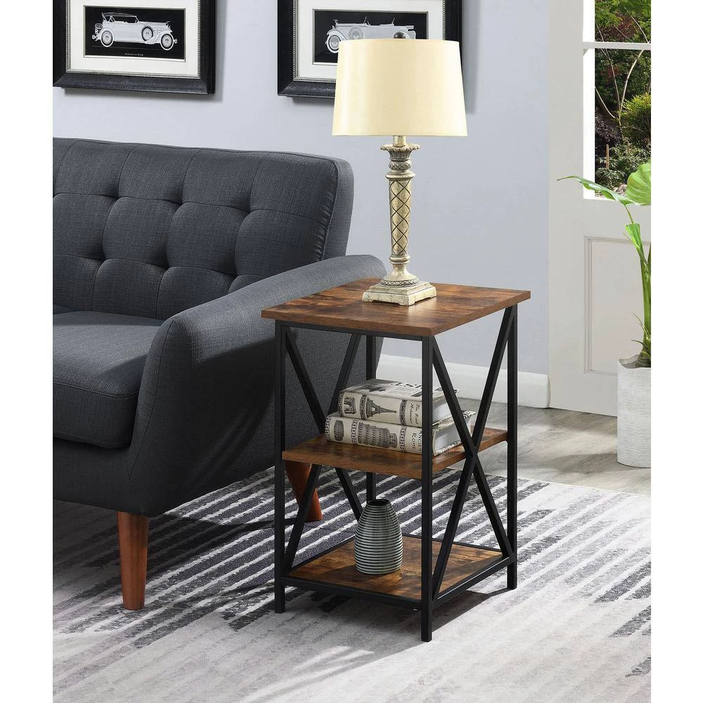 Tucson 24.25 in. Barnwood and Black Tall 3-Tier End Table by Convenience Concepts 7 Tucson 24.25 in. Barnwood and Black Tall 3-Tier End Table by Convenience Concepts - Image 5