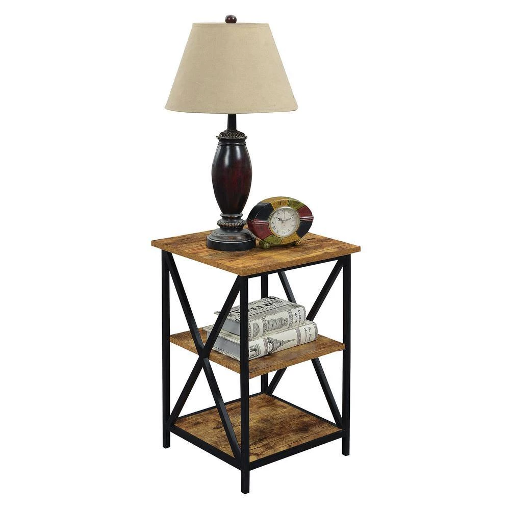 Tucson 24.25 in. Barnwood and Black Tall 3-Tier End Table by Convenience Concepts 6 Tucson 24.25 in. Barnwood and Black Tall 3-Tier End Table by Convenience Concepts - Image 4