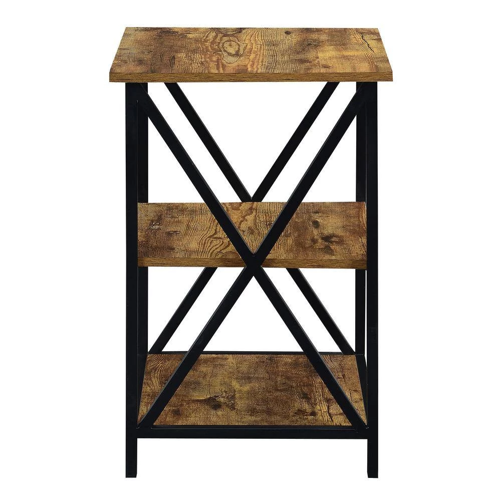 Tucson 24.25 in. Barnwood and Black Tall 3-Tier End Table by Convenience Concepts 4 Tucson 24.25 in. Barnwood and Black Tall 3-Tier End Table by Convenience Concepts - Image 2