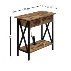 Tucson Barnwood and Black Electric Flip Top End Table by Convenience Concepts -Cheap Convenience Concepts Store barnwood black convenience concepts end side tables r4 0459 40 1000