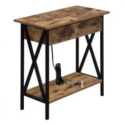Tucson Barnwood and Black Electric Flip Top End Table by Convenience Concepts