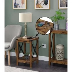 Durango 15.75 in.(W) Barnwood & Black 24 in.(H) Square Particle End table with Charging Station by Convenience Concepts -Cheap Convenience Concepts Store barnwood black convenience concepts end side tables r4 0517 31 1000