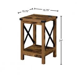 Durango 15.75 in.(W) Barnwood & Black 24 in.(H) Square Particle End table with Charging Station by Convenience Concepts -Cheap Convenience Concepts Store barnwood black convenience concepts end side tables r4 0517 40 1000