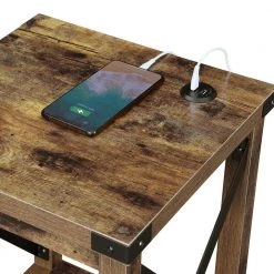 Durango 15.75 in.(W) Barnwood & Black 24 in.(H) Square Particle End table with Charging Station by Convenience Concepts -Cheap Convenience Concepts Store barnwood black convenience concepts end side tables r4 0517 c3 1000