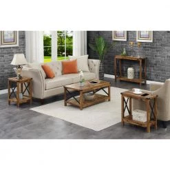 Durango 15.75 in.(W) Barnwood & Black 24 in.(H) Square Particle End table with Charging Station by Convenience Concepts -Cheap Convenience Concepts Store barnwood black convenience concepts end side tables r4 0517 d4 1000