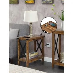 Durango 11.75 in.(w) Barnwood & Black 24 in. (H) Rectangular Particle Board End table with Charging Station by Convenience Concepts -Cheap Convenience Concepts Store barnwood black convenience concepts end side tables r4 0523 31 1000