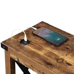 Durango 11.75 in.(w) Barnwood & Black 24 in. (H) Rectangular Particle Board End table with Charging Station by Convenience Concepts -Cheap Convenience Concepts Store barnwood black convenience concepts end side tables r4 0523 c3 1000