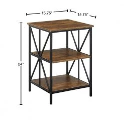Tucson Starburst 15.75 in. Barnwood/Black Standard Square Particle Board Top End Table with Shelves by Convenience Concepts -Cheap Convenience Concepts Store barnwood black convenience concepts end side tables s25 147 40 1000