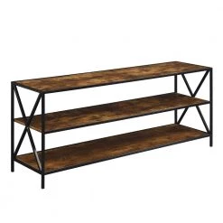 Tucson 60 in. Barnwood/Black Particle Board TV Stand Fits up to 64 in. TV with 3-Shelves by Convenience Concepts