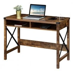 Durango 42 in. Rectangular Barnwood & Black Particle Board Writing Desk with Charging Station by Convenience Concepts -Cheap Convenience Concepts Store barnwood black convenience concepts writing desks r4 0525 e1 1000