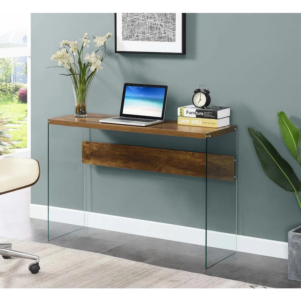 SoHo 44 in. Barnwood 30 in. Rectangle Particle Board Console Table/Desk with Glass Sides by Convenience Concepts 11 SoHo 44 in. Barnwood 30 in. Rectangle Particle Board Console Table/Desk with Glass Sides by Convenience Concepts - Image 9