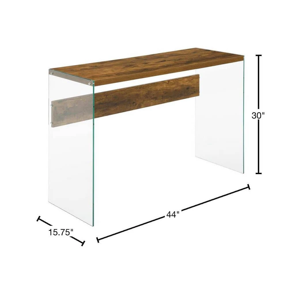 SoHo 44 in. Barnwood 30 in. Rectangle Particle Board Console Table/Desk with Glass Sides by Convenience Concepts 5 SoHo 44 in. Barnwood 30 in. Rectangle Particle Board Console Table/Desk with Glass Sides by Convenience Concepts - Image 3