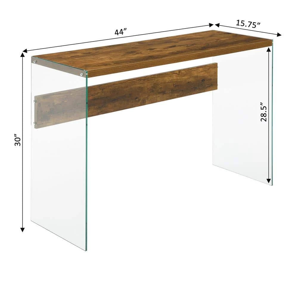 SoHo 44 in. Barnwood 30 in. Rectangle Particle Board Console Table/Desk with Glass Sides by Convenience Concepts 9 SoHo 44 in. Barnwood 30 in. Rectangle Particle Board Console Table/Desk with Glass Sides by Convenience Concepts - Image 7