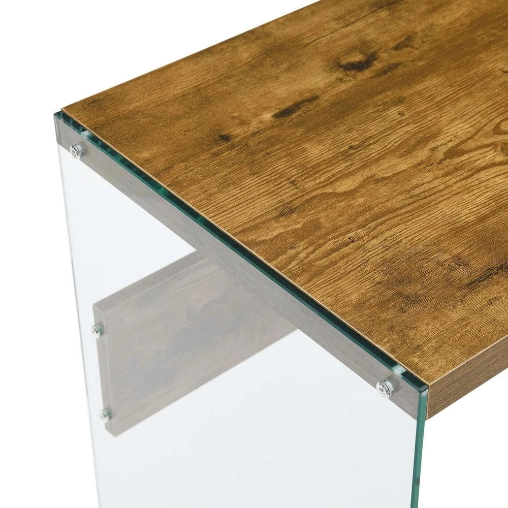 SoHo 44 in. Barnwood 30 in. Rectangle Particle Board Console Table/Desk with Glass Sides by Convenience Concepts 7 SoHo 44 in. Barnwood 30 in. Rectangle Particle Board Console Table/Desk with Glass Sides by Convenience Concepts - Image 5