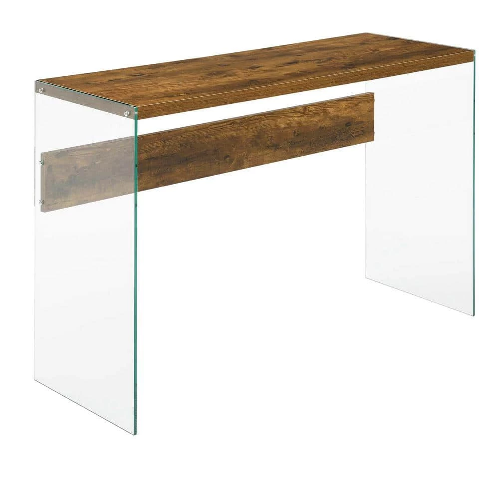 SoHo 44 in. Barnwood 30 in. Rectangle Particle Board Console Table/Desk with Glass Sides by Convenience Concepts 3 SoHo 44 in. Barnwood 30 in. Rectangle Particle Board Console Table/Desk with Glass Sides by Convenience Concepts