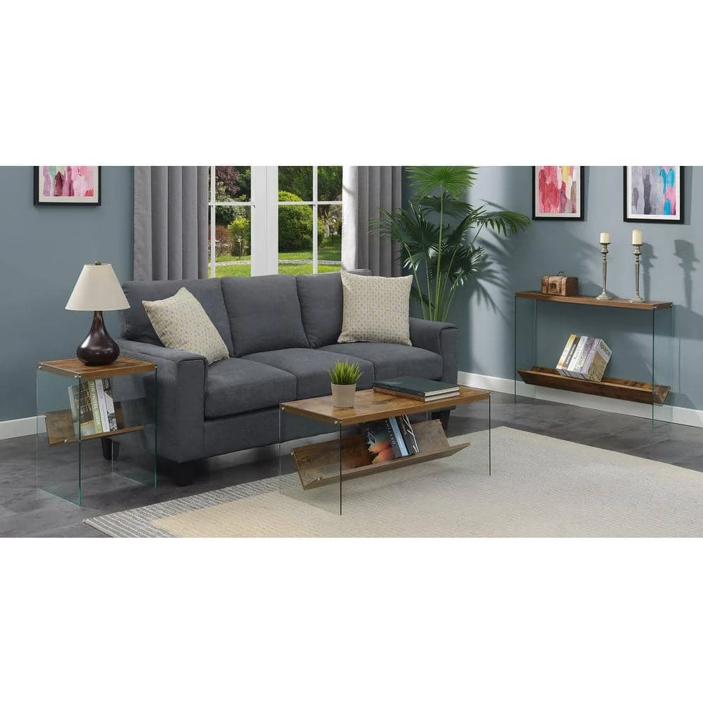 SoHo 44 in. Barnwood 30 in. Rectangle Particle Board Console Table/Desk with Glass Sides by Convenience Concepts 10 SoHo 44 in. Barnwood 30 in. Rectangle Particle Board Console Table/Desk with Glass Sides by Convenience Concepts - Image 8