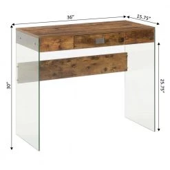 SoHo 36 in. Rectangle Black 1 Drawer Writing Desk with Glass Sides by Convenience Concepts -Cheap Convenience Concepts Store barnwood convenience concepts writing desks r4 0648 c3 1000