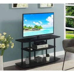 Designs2Go 42 in. Black / Black Wide TV Stand Fits up to 43 in. TV with 3-Tiers by Convenience Concepts -Cheap Convenience Concepts Store black black convenience concepts tv stands r5 279 31 1000