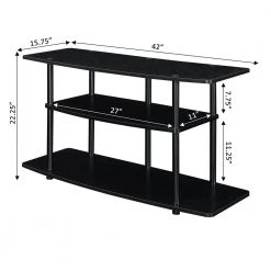 Designs2Go 42 in. Black / Black Wide TV Stand Fits up to 43 in. TV with 3-Tiers by Convenience Concepts -Cheap Convenience Concepts Store black black convenience concepts tv stands r5 279 c3 1000