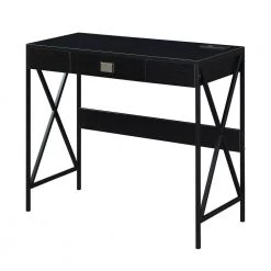 Tucson 36 in. Rectangle Black/Black Particle Board 1 Drawer Writing Desk with Charging Station by Convenience Concepts