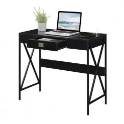 Tucson 36 in. Rectangle Black/Black Particle Board 1 Drawer Writing Desk with Charging Station by Convenience Concepts 12 Tucson 36 in. Rectangle Black/Black Particle Board 1 Drawer Writing Desk with Charging Station by Convenience Concepts -Cheap Convenience Concepts Store black black convenience concepts writing desks r4 0628 77 1000