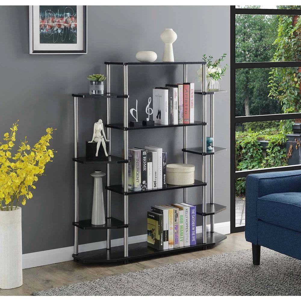 Designs2Go 52.5 in. Black Particle Board 10 Shelf Accent Bookcase by Convenience Concepts 6 Designs2Go 52.5 in. Black Particle Board 10 Shelf Accent Bookcase by Convenience Concepts - Image 4