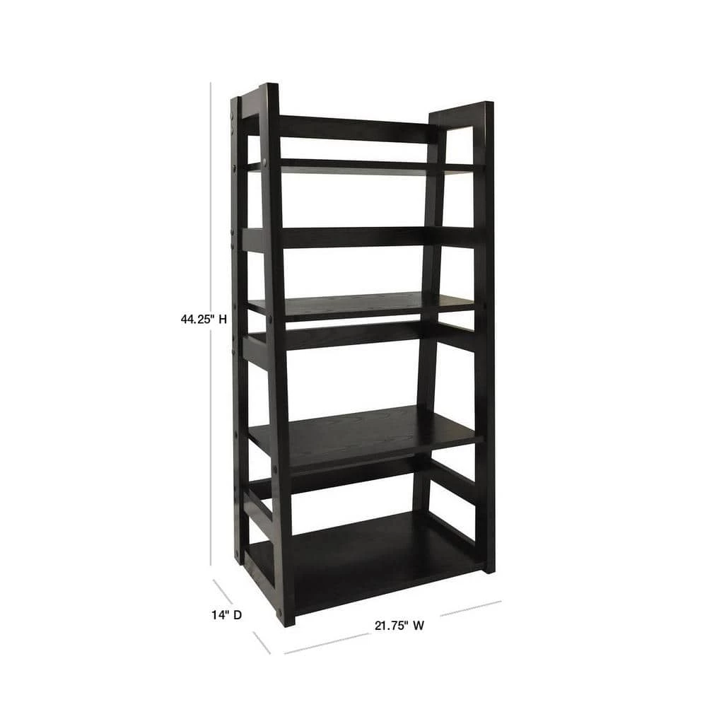 44.25 in. Black Wood 4-shelf Etagere Bookcase with Open Back by Convenience Concepts 5 44.25 in. Black Wood 4-shelf Etagere Bookcase with Open Back by Convenience Concepts - Image 3