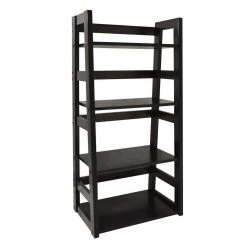 44.25 in. Black Wood 4-shelf Etagere Bookcase with Open Back by Convenience Concepts