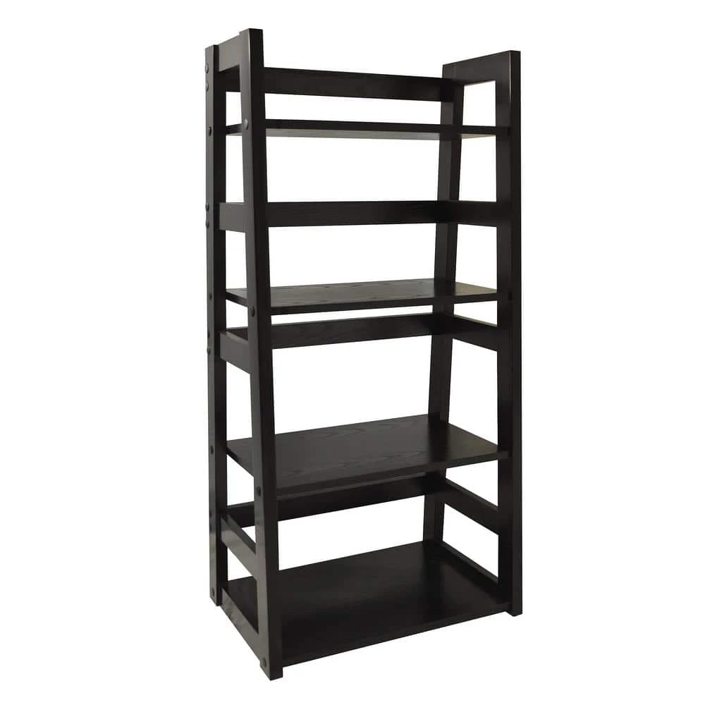 44.25 in. Black Wood 4-shelf Etagere Bookcase with Open Back by Convenience Concepts 3 44.25 in. Black Wood 4-shelf Etagere Bookcase with Open Back by Convenience Concepts