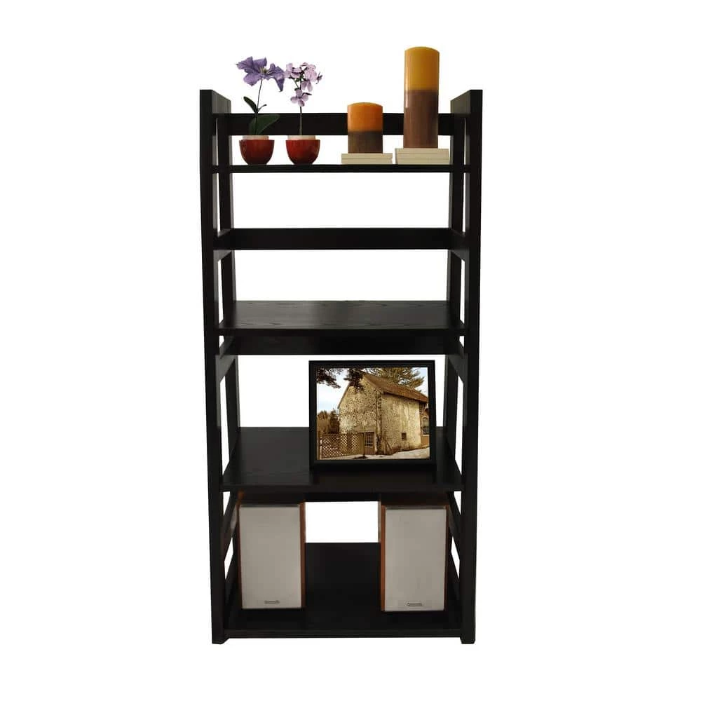 44.25 in. Black Wood 4-shelf Etagere Bookcase with Open Back by Convenience Concepts 7 44.25 in. Black Wood 4-shelf Etagere Bookcase with Open Back by Convenience Concepts - Image 5