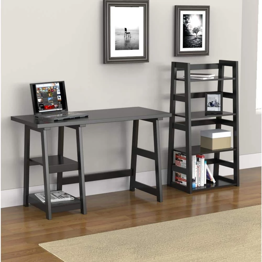 44.25 in. Black Wood 4-shelf Etagere Bookcase with Open Back by Convenience Concepts 8 44.25 in. Black Wood 4-shelf Etagere Bookcase with Open Back by Convenience Concepts - Image 6