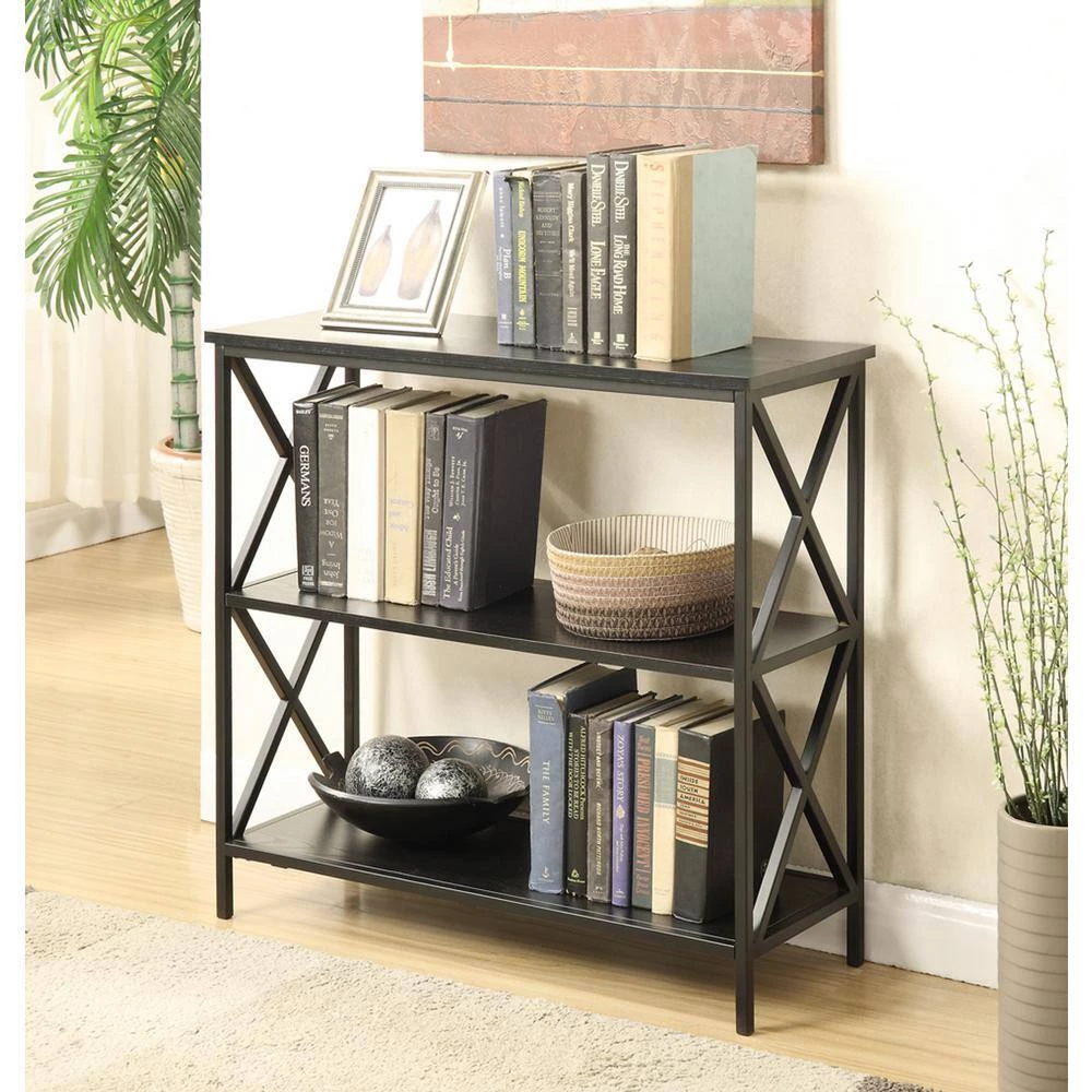 29.25 in. Black Metal 3-shelf Etagere Bookcase with Open Back by Convenience Concepts 8 29.25 in. Black Metal 3-shelf Etagere Bookcase with Open Back by Convenience Concepts - Image 6