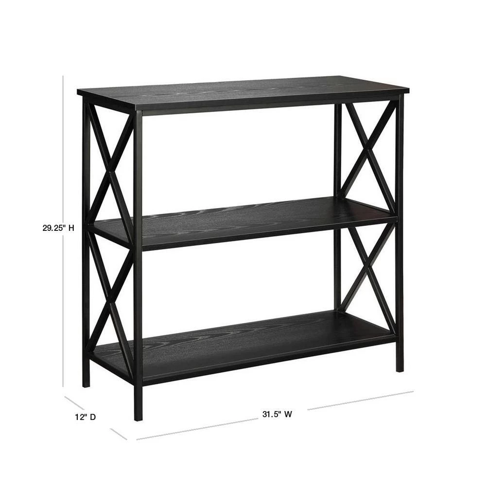 29.25 in. Black Metal 3-shelf Etagere Bookcase with Open Back by Convenience Concepts 4 29.25 in. Black Metal 3-shelf Etagere Bookcase with Open Back by Convenience Concepts - Image 2
