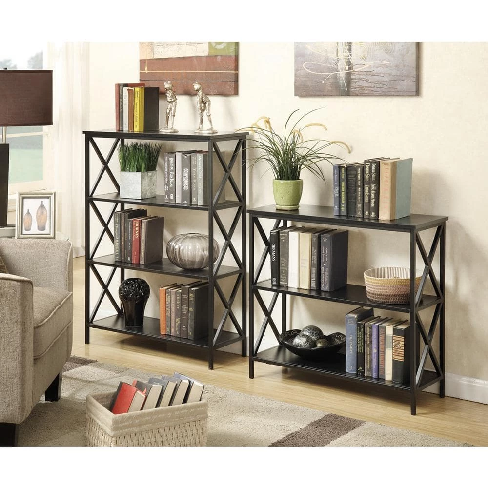 29.25 in. Black Metal 3-shelf Etagere Bookcase with Open Back by Convenience Concepts 6 29.25 in. Black Metal 3-shelf Etagere Bookcase with Open Back by Convenience Concepts - Image 4