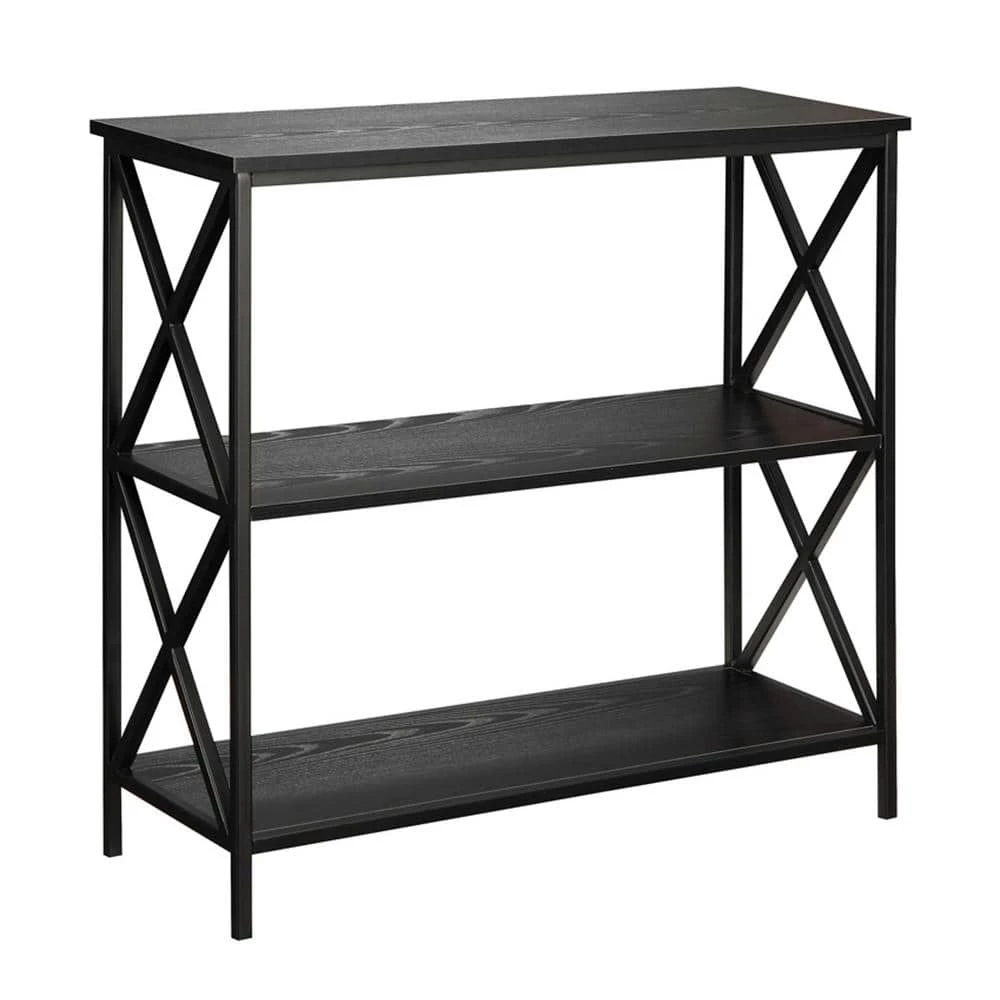 29.25 in. Black Metal 3-shelf Etagere Bookcase with Open Back by Convenience Concepts 3 29.25 in. Black Metal 3-shelf Etagere Bookcase with Open Back by Convenience Concepts