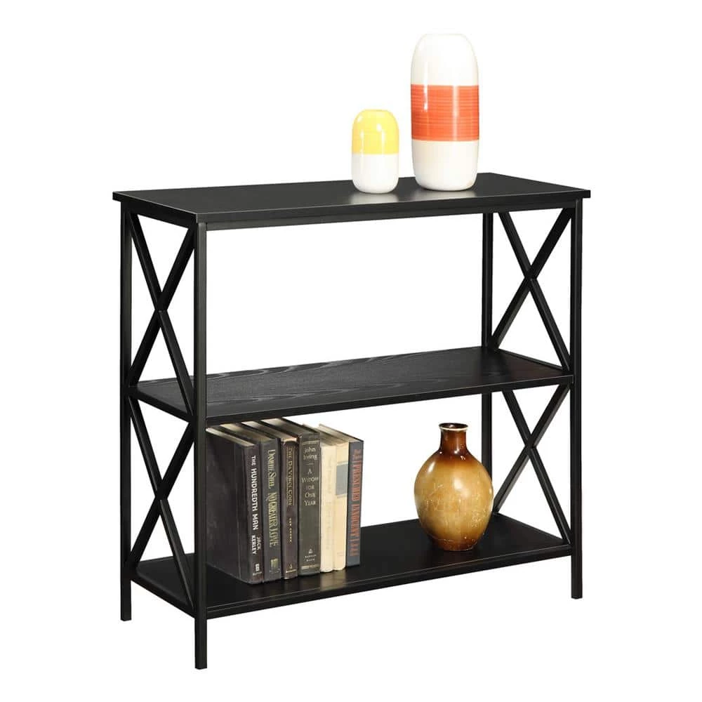29.25 in. Black Metal 3-shelf Etagere Bookcase with Open Back by Convenience Concepts 5 29.25 in. Black Metal 3-shelf Etagere Bookcase with Open Back by Convenience Concepts - Image 3