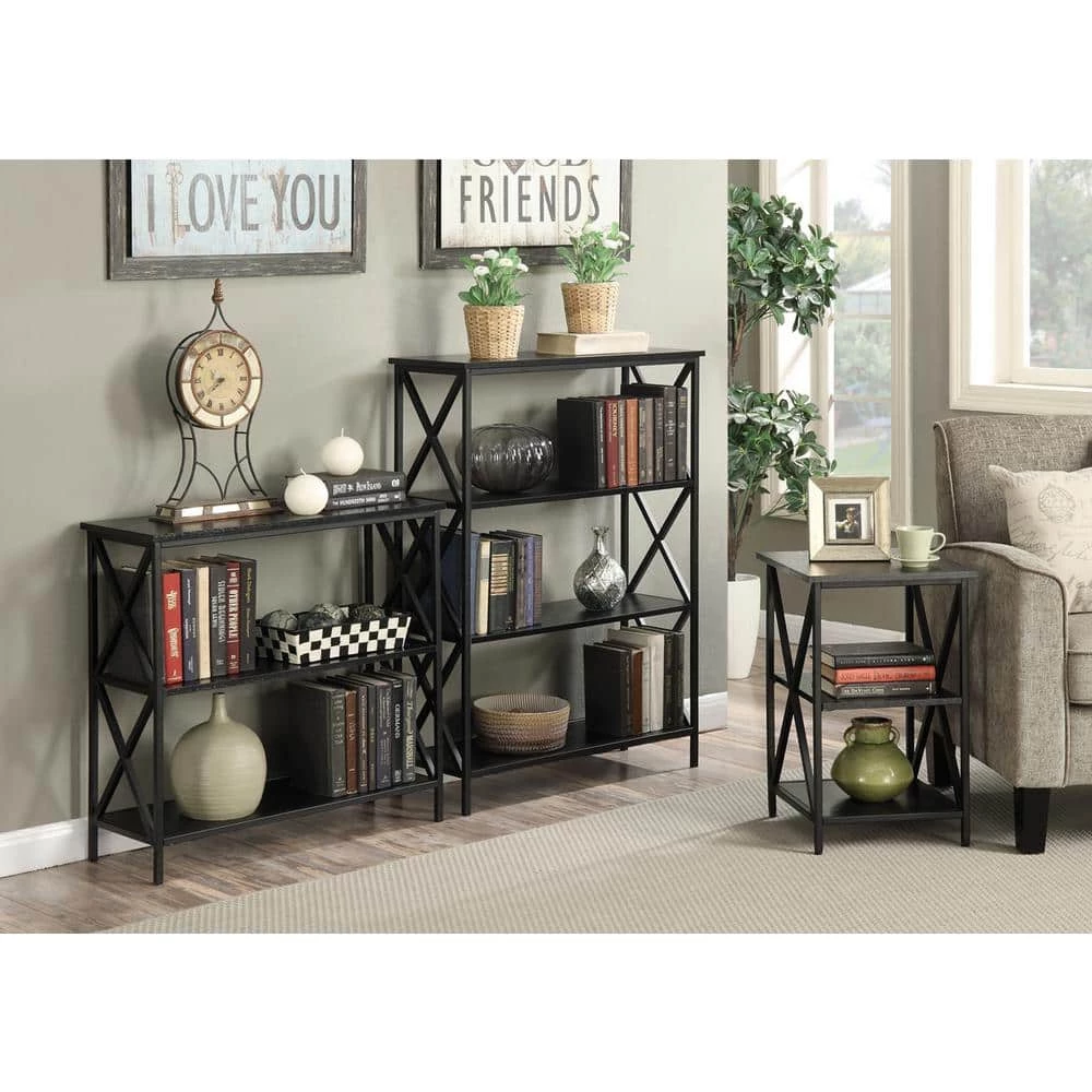 29.25 in. Black Metal 3-shelf Etagere Bookcase with Open Back by Convenience Concepts 7 29.25 in. Black Metal 3-shelf Etagere Bookcase with Open Back by Convenience Concepts - Image 5
